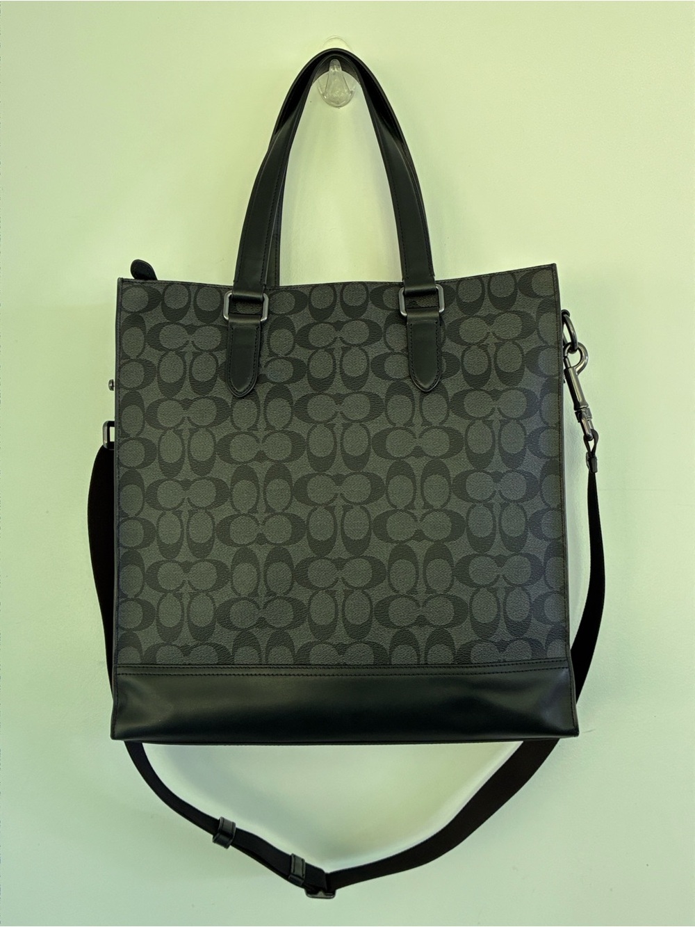 Coach Men's Graham Structured Tote Bag Signature Canvas Charcoal Black C3232 - Picture 7 of 13